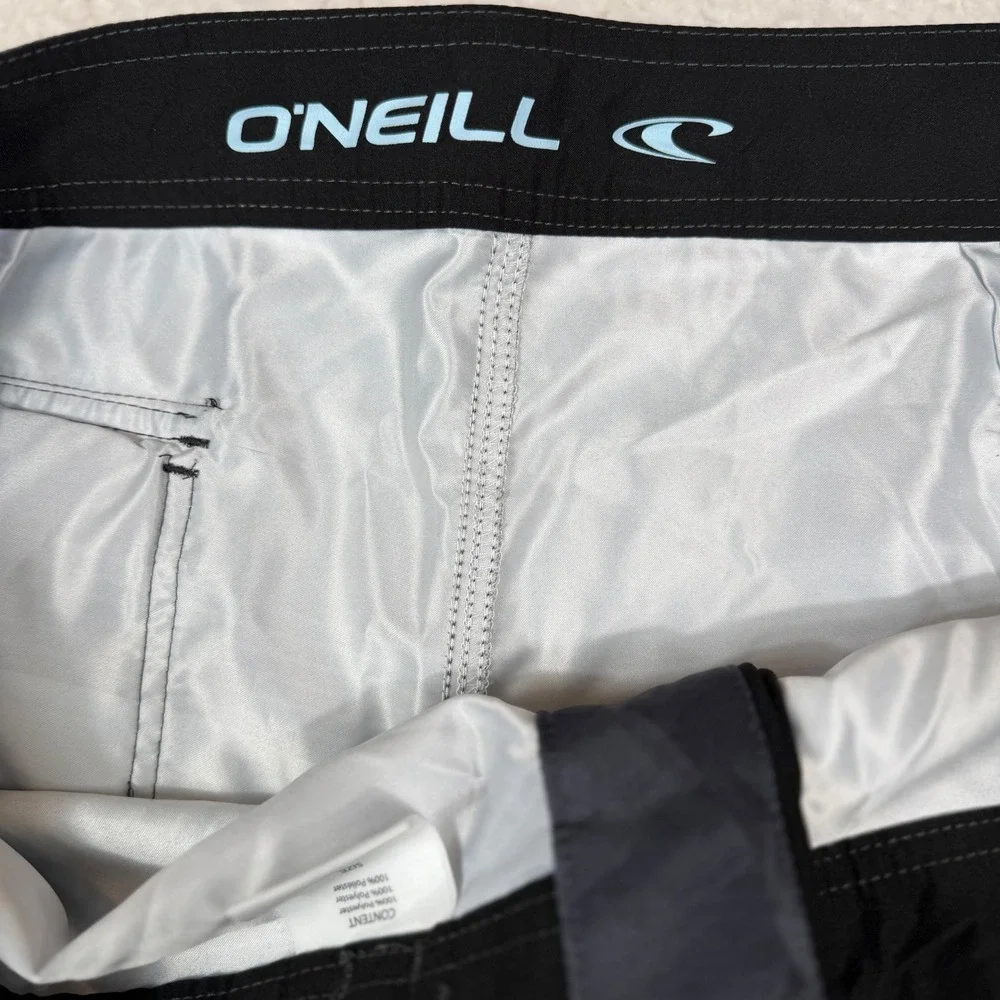 ONeill NWT Mens‎ Board Shorts 38 Teal Grey Tropical Palm Stripe Swim Trunks 20in